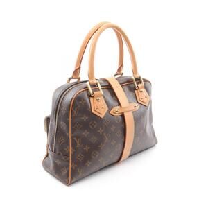 Louis Vuitton Leather Manhattan Canvas Monogram Brown Handbag